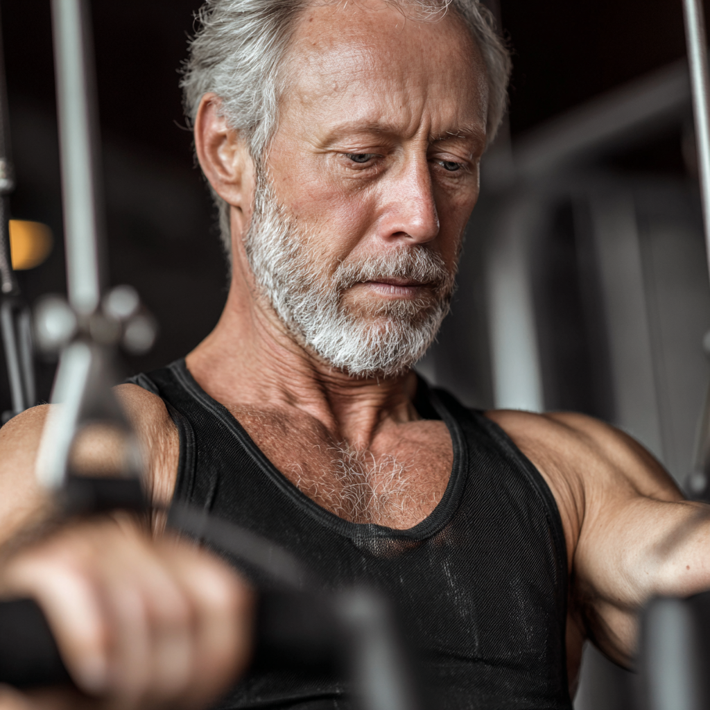 53 years old people doing strength training with professional guidance